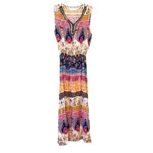 3/$25 🙌🏼 JCL Paris Bohemian Patterned Colorful Midi Dress M/L
